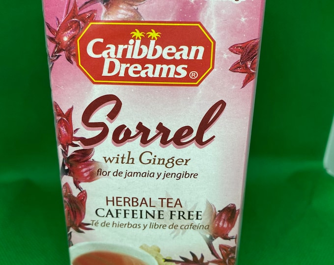 Jamaican Sorrel & Ginger Tea, grown locally and packaged in Jamaica