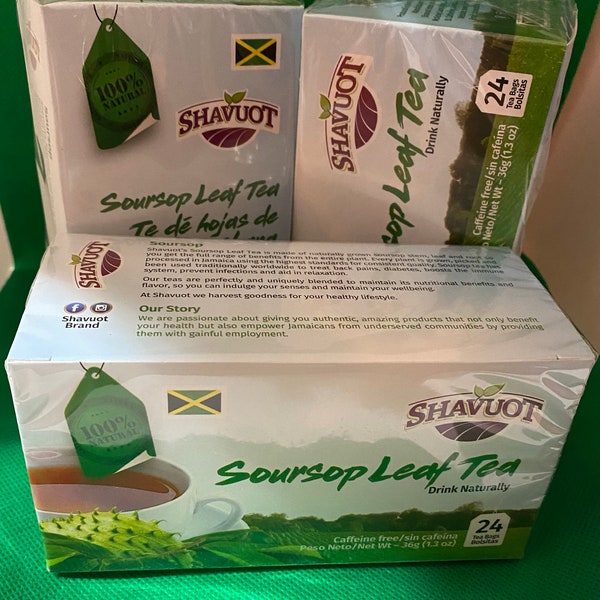 3 boîtes de sachets de feuilles de corossol de la Jamaïque par Shavuot Farms