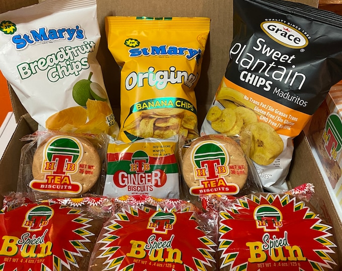 Jamaican Bun, Chips & Biscuits Snack Box