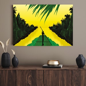 Jamaican flag inspired art premium stretched canvas, Caribbean wall poster, Luxury Room Interior, Gift for Valentine's Day, Mother's Day