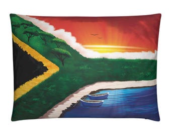 South African Flag Landscape Cushion Cover, Boho Home Decor