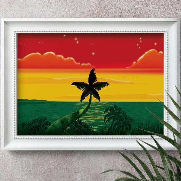 Ghana vlag geïnspireerde print, kunstposter in de maten A1 A2 A3 A4 A5, origineel cadeau, Afrikaanse kunst, Moederdag, verjaardag, jubileumcadeau