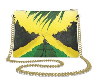 Bespoke personal hand bag with Jamaican flag inspired art