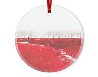 Polish flag inspired art, Christmas tree bauble, Wall ornament, Glass Xmas decoration