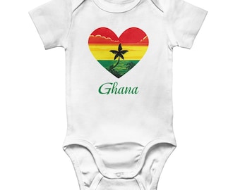 Ghana Flag Baby Onesie: Heart Redesign, African Pride Bodysuit