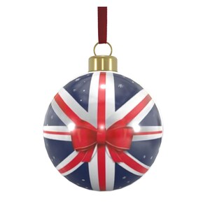 Décoration d'arbre de Noël inspirée du drapeau britannique, boule de Noël en porcelaine, cadeau de Noël original, peut être personnalisée pour en faire un cadeau spécial, carte