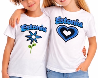 Love Estonia Kids T-Shirt, Pronted and shipped form the UK, Sizes 3-14 years