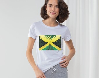 Jamaican flag with woman on raft Women's Long Pant Pyjama Set