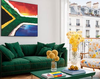 South African Sunset Art Print: Vibrant Landscape, African Decor inspired by SA flag