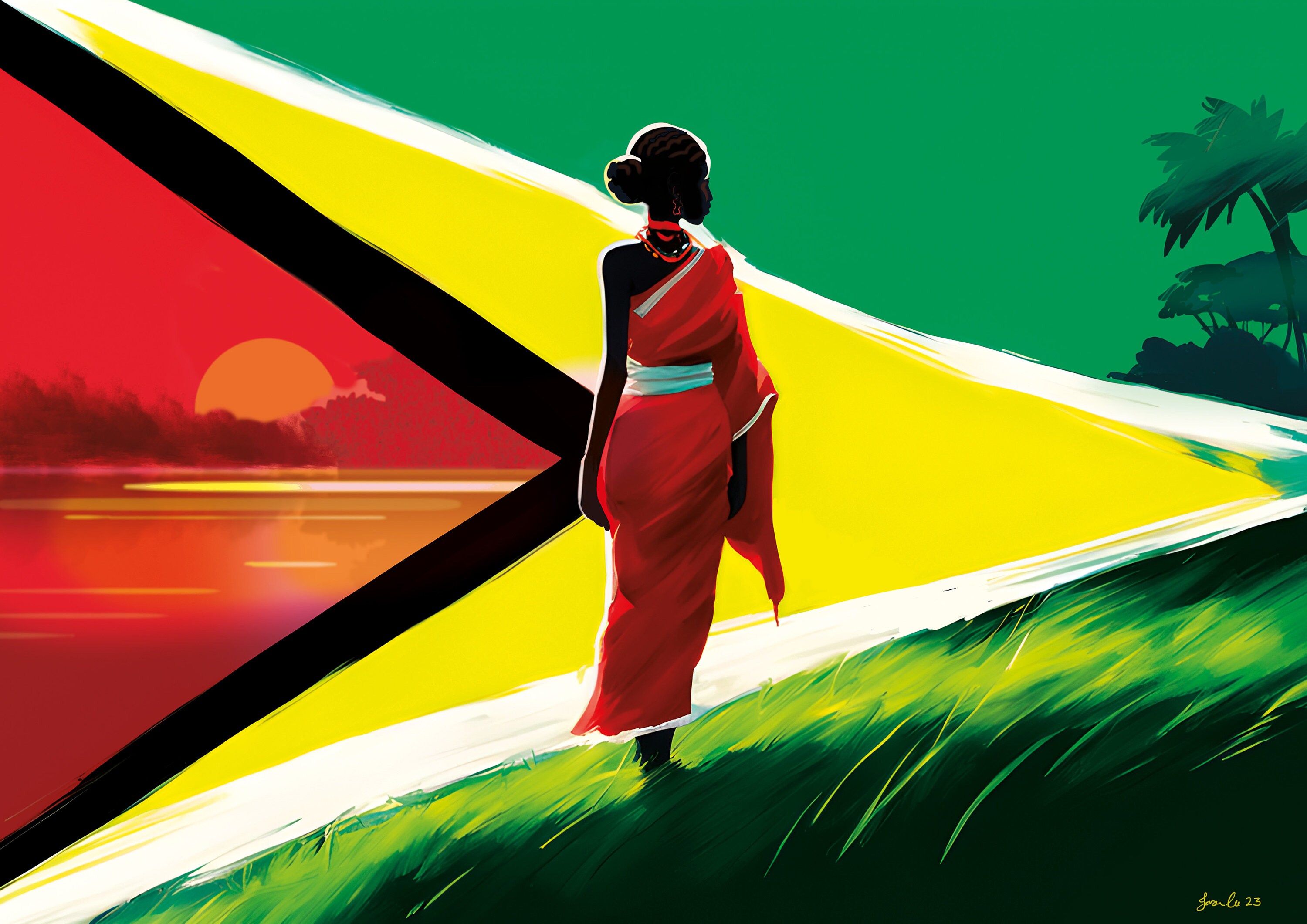 Guyana Flag Print South American Wall Art A2 A3 and A4 Wall Etsy