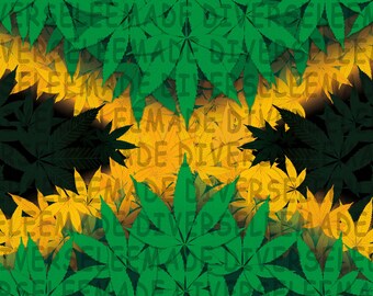 Jamaica Flag Inspired Poster, Tropical Leaves Wall Art (Digital Download)