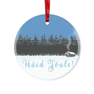 Décoration d'arbre de Noël inspirée du drapeau estonien, boule en verre, arbre suspendu ou ornement mural en verre, cadeau de Noël original