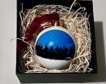 Estonian Flag Christmas Bauble, Bone China Ornament, Personalized Xmas Gift