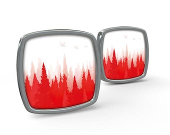 Polish Flag Cufflinks: Silver Tone, comes in Gift Box
