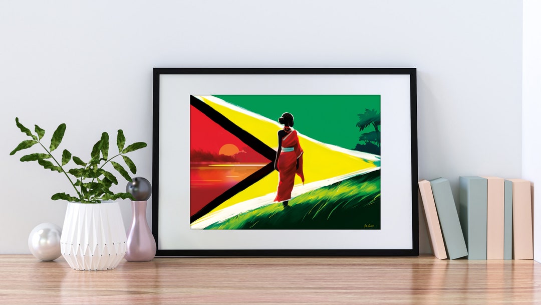 Guyana Flag Print South American Wall Art A2 A3 and A4 Wall Etsy