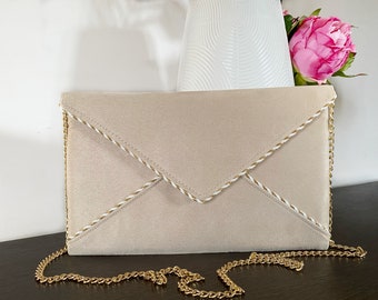 Sac de soirée mariage beige avec chaîne