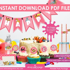 Evolutions Pink Party Decorations | Evolutions Pink Printable Birthday Party | Evolutions Pink Birthday Party for Girls