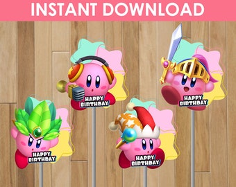 Kirby Centerpieces Printables | Kirby Table Decoration | Kirby Party Decorations