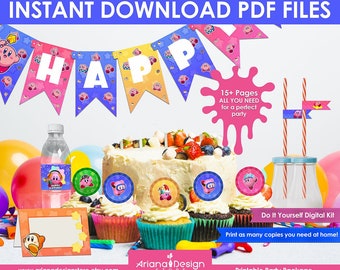 Kirby Party Decorations | Kirby Printable Birthday Party | Kirby Birthday Party Decorations Printable