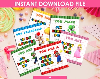 Mario Bros Friendship Cards, Super Mario Compliment Cards, Mario Bros Kindness Cards, Super Mario Valentine's Day Card, Mario Grettings Card