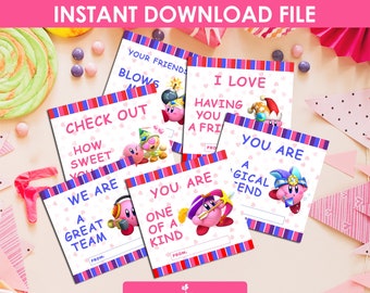Druckbare Kirby-Freundschaftstagskarten, Valentinstagskarten Kirby-Motiv