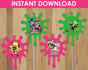 Splatoon Centerpieces Printables | Splatoon 2 Table Decoration | Splatoon Party Decorations