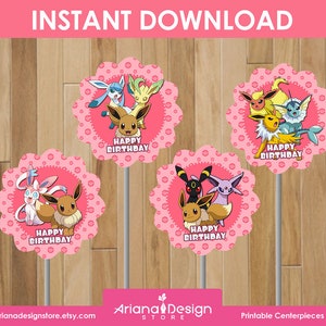 Evolutions Pink Centerpieces Printables, Evolutions Table Decoration, Evolutions Party Decorations for Girls