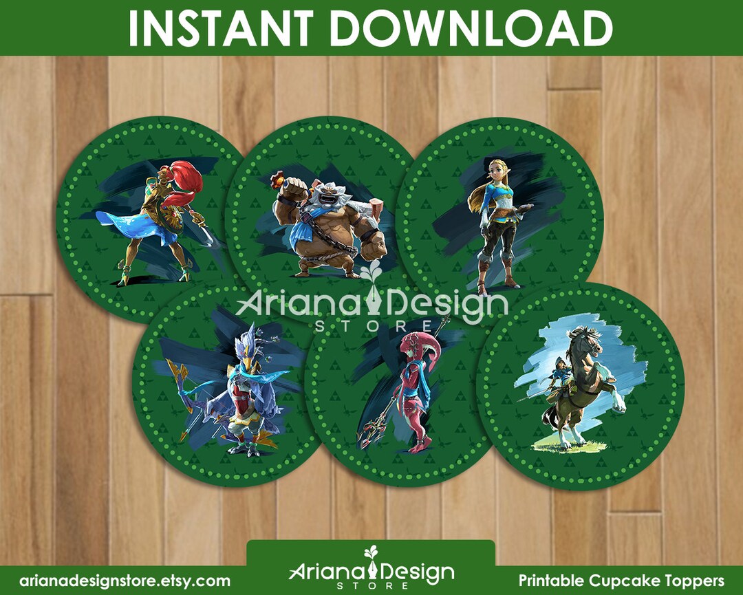 Legend of Zelda Cupcake Toppers Printables Zelda Cupcakes Decoration Etsy