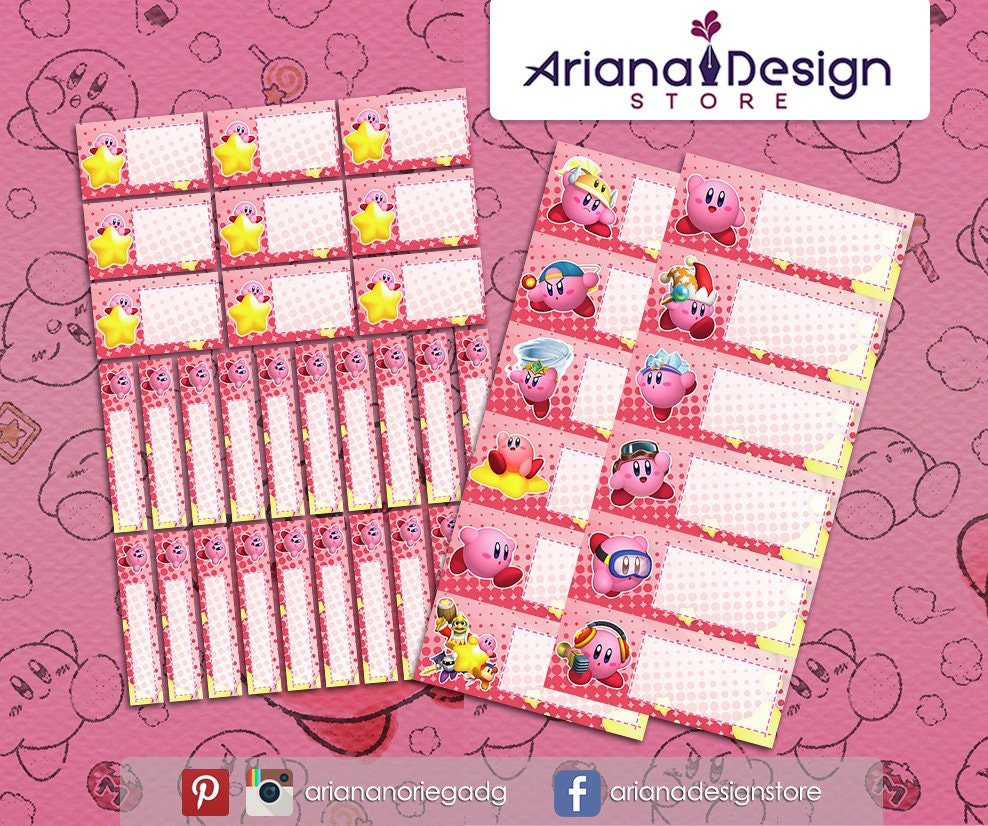 Kirby Personalized Name Tags Kirby School Stickers Kirby Etsy