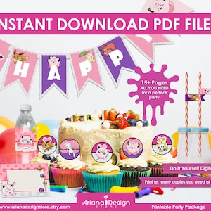 Poke Pink Party Decorations | Poke Pink Printable Birthday Party | Poke Pink Birthday Party for Girls