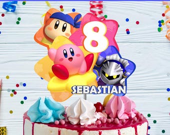 Kirby Cake Topper Printable, Kirby Table Decoration, Kirby Party Decorations, Kirby Cake Decoration