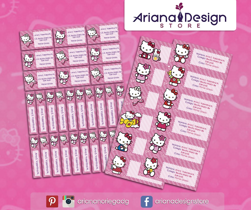 hello kitty printable and personalized name tags hello etsy