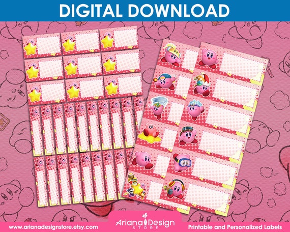 Kirby Personalized Name Tags | Kirby School Stickers | Kirby 