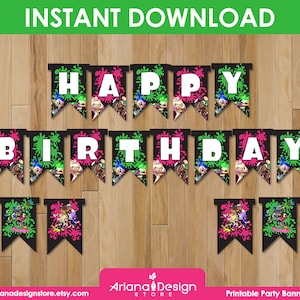 Splatoon Printable Birthday Banner | Splatoon 2 Party Banner | Splatoon Party Decoration