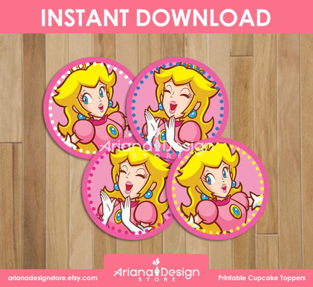Princess Peach Cupcake Toppers Printables Mario Princess Etsy Australia
