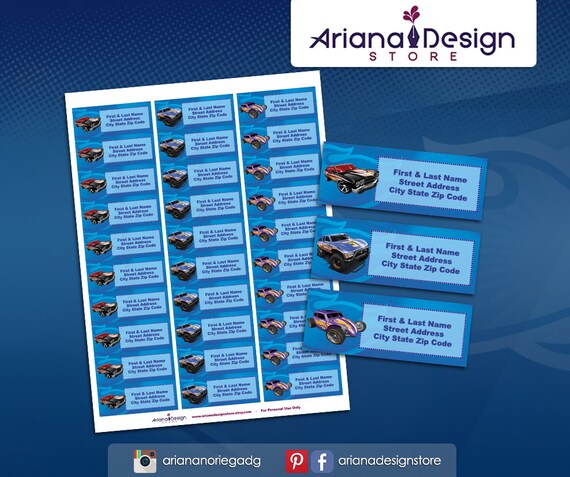 Racing Cars Printable inspired Address Labels / Racing Cars Return ...