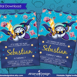 Meta Knight Digital Invitation Meta Knight Birthday Invitation Meta Knight Printable Card Meta Knight Birthday Party image 1