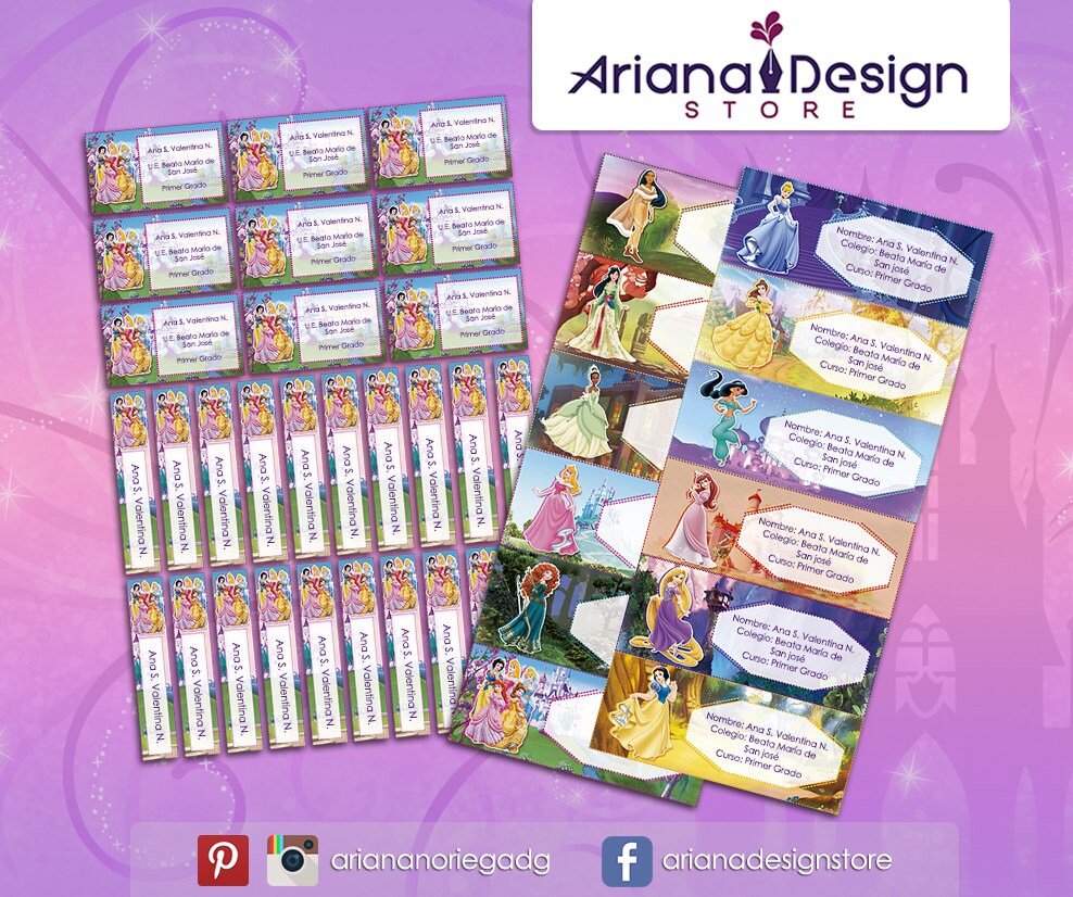 printable and personalized disney princess name tags school etsy