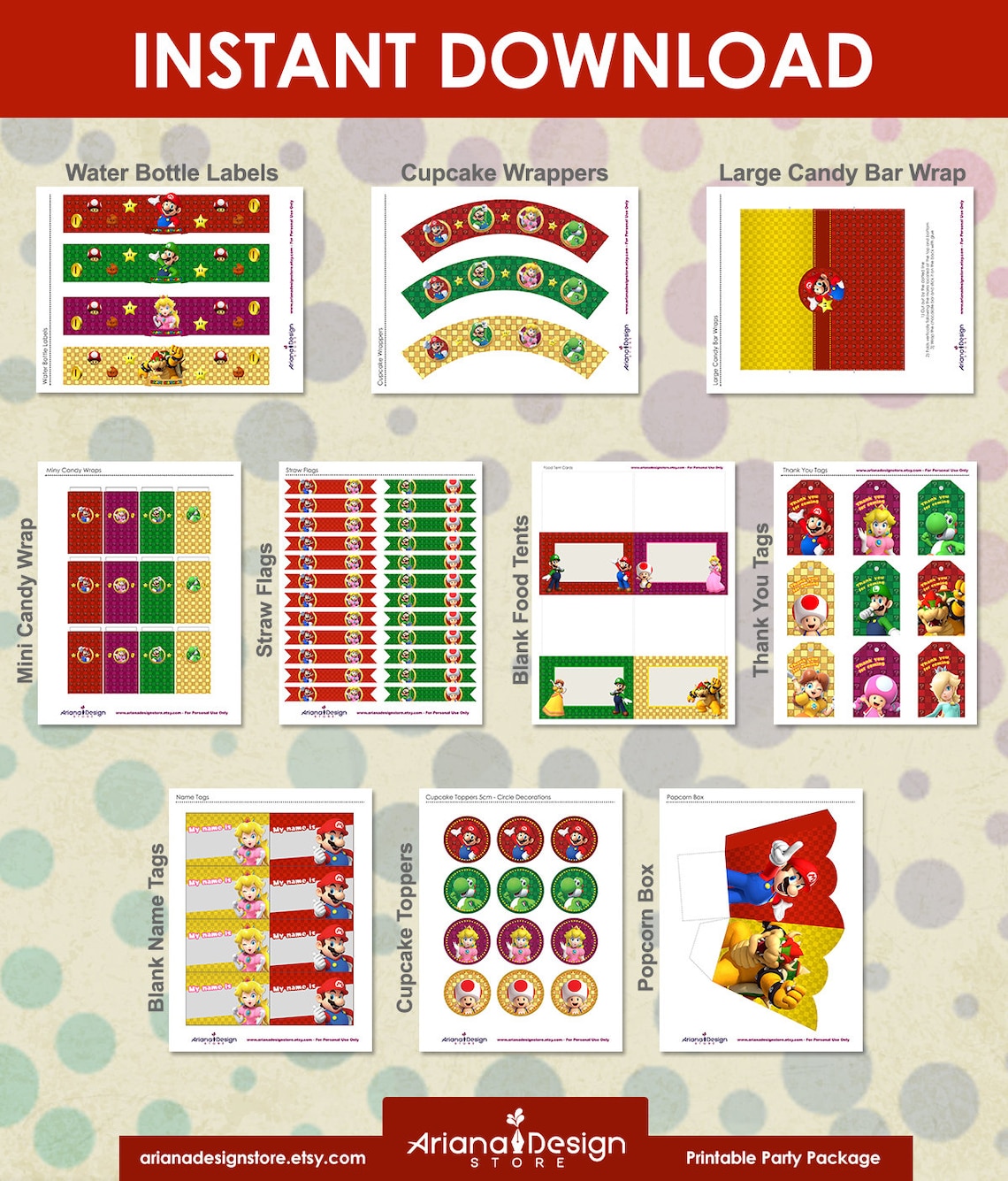 Super Mario Bros Party Decorations Mario Bros Printable - Etsy