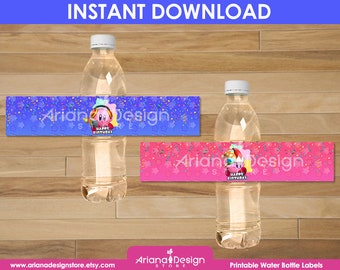 Kirby Water Bottle Labels | Kirby Bottle Labels Decoration | Kirby Birthday Party Decorations Printable