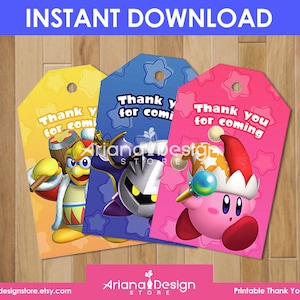 Kirby Party Printable Thank You Tags | Kirby Party Cards | Kirby Party Decoration | Kirby Birthday Party