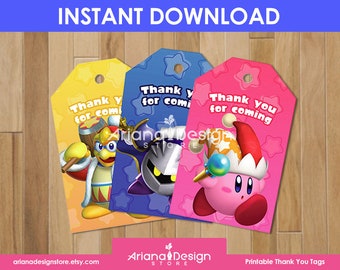 Kirby Party Printable Thank You Tags | Kirby Party Cards | Kirby Party Decoration | Kirby Birthday Party