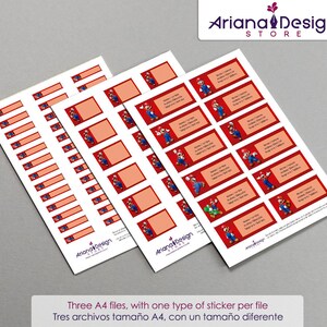 Super Mario Bros printable and personalized name tags Mario Bros school stickers Super Mario Labels image 2