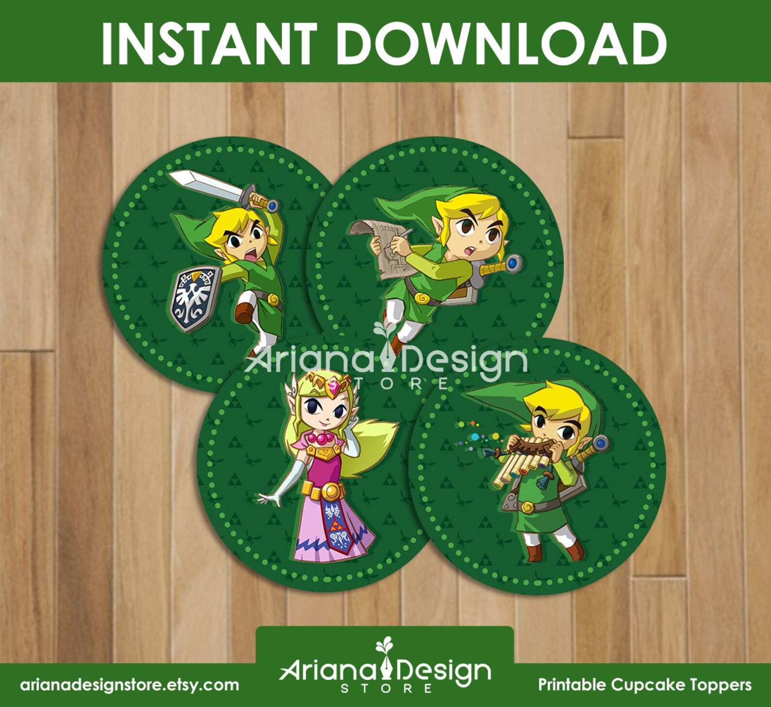 Legend of Zelda Cupcake Toppers Printables Zelda Cupcakes Etsy