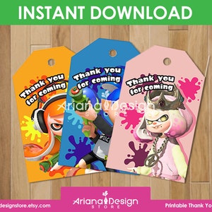 Splatoon Party Printable Thank You Tags | Splatoon 2 Party Cards | Splatoon Party Decoration | Splatoon 2 Birthday Party