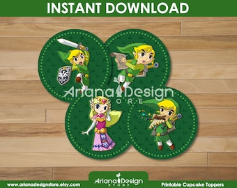 Legend of Zelda Cupcake Toppers Printables | Zelda Cupcakes Decoration