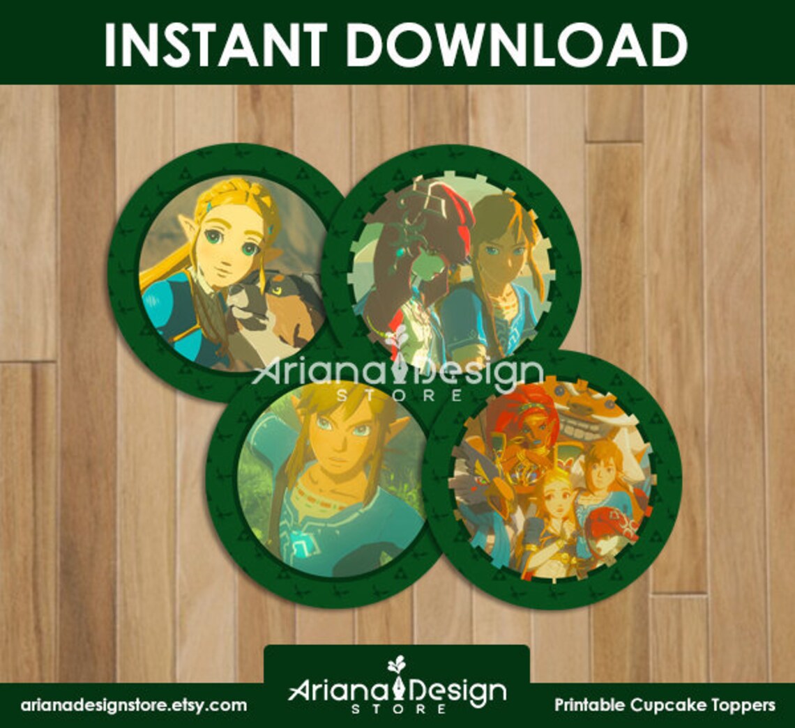 Legend of Zelda Cupcake Toppers Printables Zelda Cupcakes Etsy