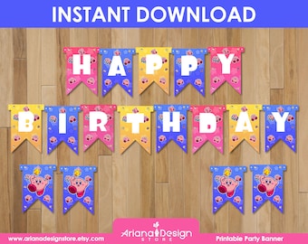 Kirby Printable Birthday Banner | Kirby Party Banner | Kirby Printable Decoration
