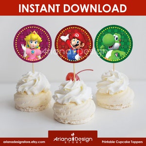 Mario Bros Cupcake Toppers Printables | Super Mario Cupcakes Decoration ...