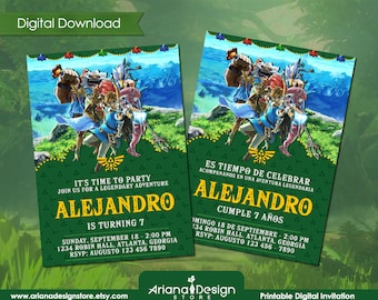 Legend of Zelda Invitation | Zelda Birthday Invitation | Legend of Zelda Printable Party | Legend of Zelda Card